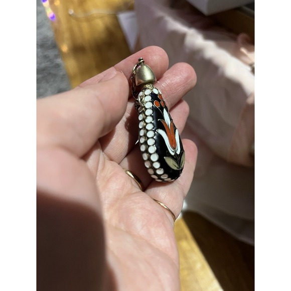 Vintage Enamel Perfume Pendant Jewelry Silver Stamp - Picture 10 of 11